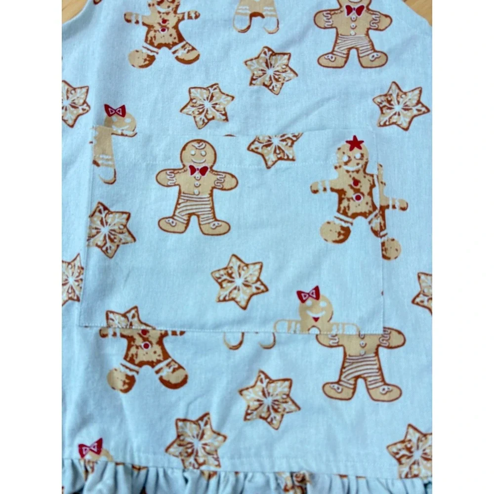 Cotton‎ Child Apron with Gingerbread Print Chef Hat Hot Mitt Set of 3 One Size